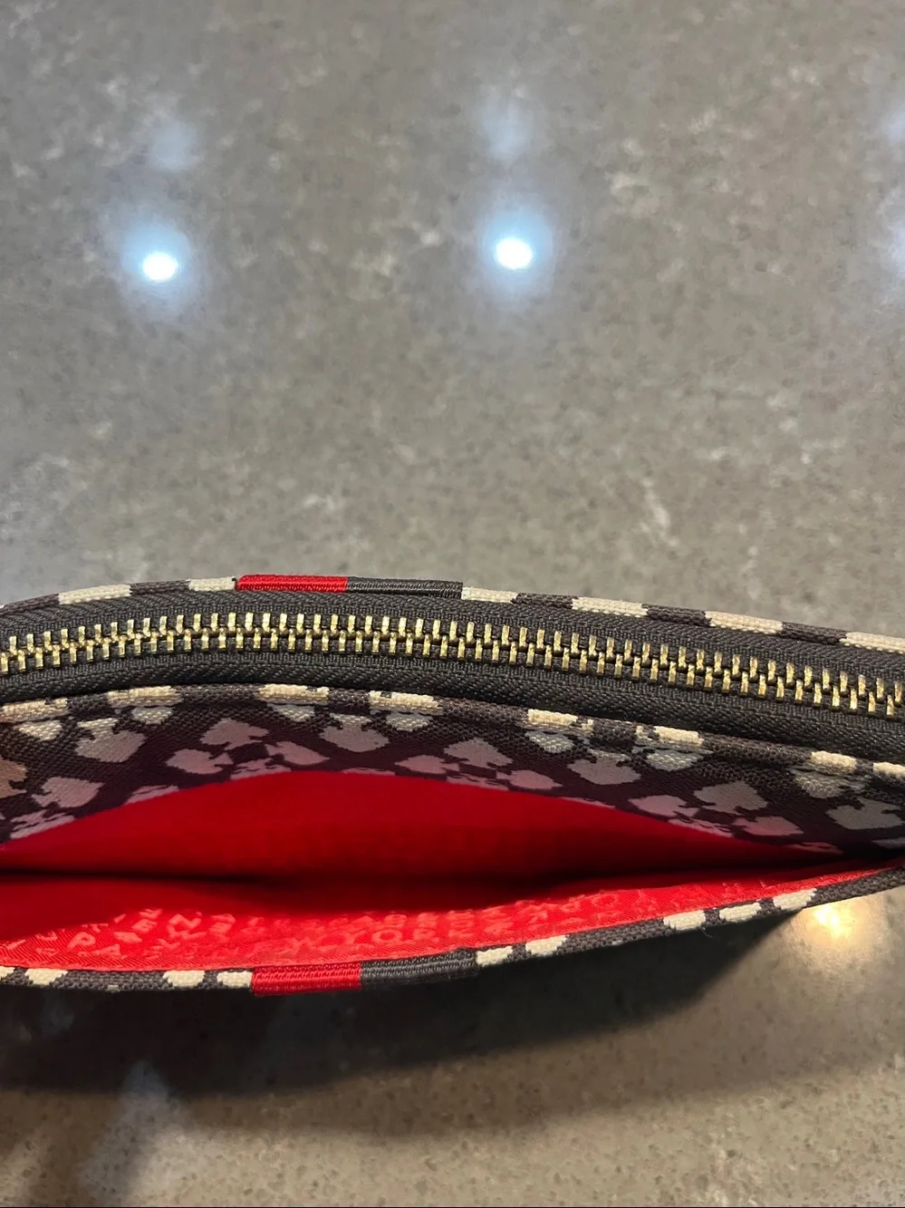Kate Spade Neda Zip Around Brown & Red Printed Wallet
